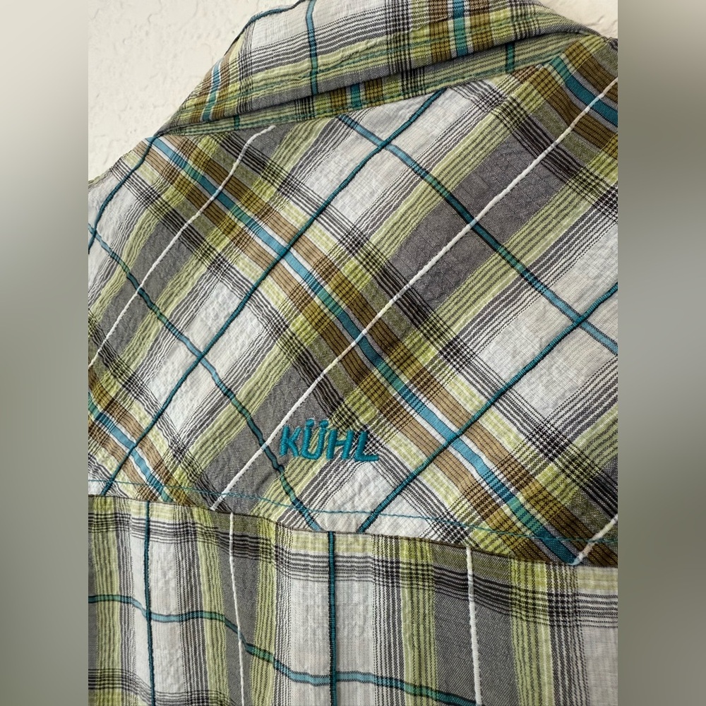 KUHL Mens XL Crinkle Stallion Short Button Up Lightweight‎ Green Outdoor Hiking - Picture 5 of 9
